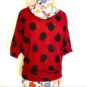 Rue21 Cotton Blend Owl Pattern Top